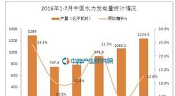 2016年1-7月中国水力发电量统计分析