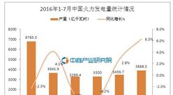 2016年7月中國火力發電量為3888.5億千瓦時