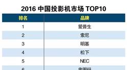 2016中国投影机市场排行榜 TOP10：爱普生居榜首