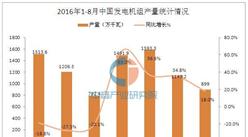 2016年1-8月中国发电机组产量统计分析