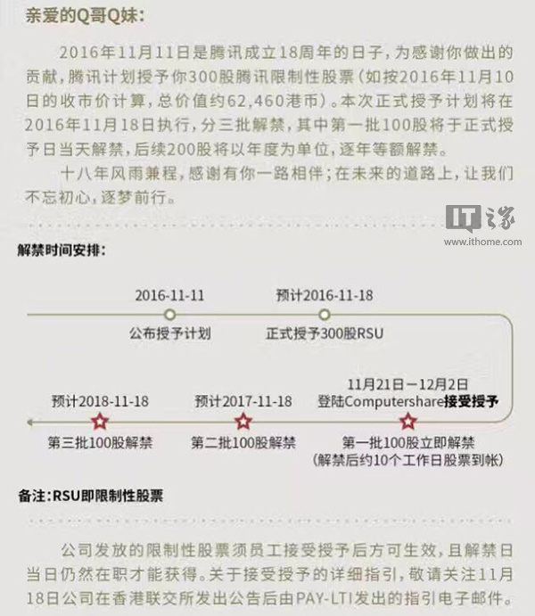 腾讯每名员工300股能立即套现吗?解禁期两年