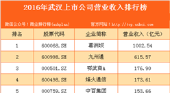 2016年武漢市上市公司營業(yè)收入排行榜