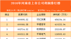 2016年河南省上市公司利润排行榜