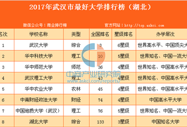 2017年武汉市最好大学排行榜