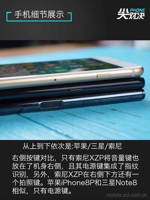 尖phone对决 苹果iphone8p/三星note8/索尼xzp