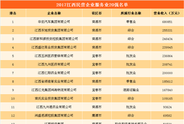 2017年江西民营企业服务业20强名单出炉：华宏汽车68亿营收夺冠（附全榜单）