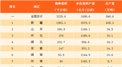 2017年中国各省市棉花总产量排行榜