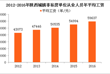 近五年陕西省城镇非私营单位平均工资数据分析