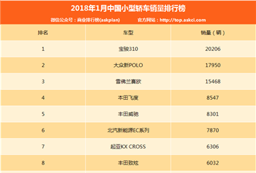 2018年1月小型轿车销量排名：宝骏310/POLO/赛欧前三（附榜单）