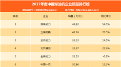 2017年度中国柴油机企业销量排名：淮柴第一 前十仅全柴下滑（图表）