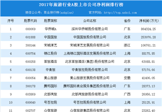 2017年旅游行业A股上市企业净利润排行榜（TOP20）