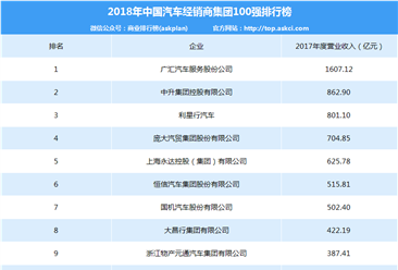 2018年中国汽车经销商集团100强排行榜