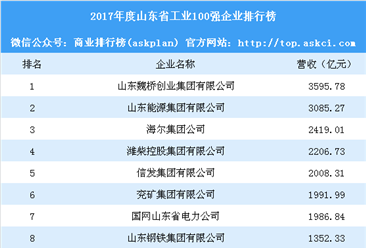 2018年山东省工业100强企业排行榜：山东能源集团第二