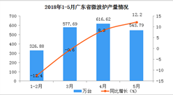 2018年1-5月广东省微波炉产量分析：5月份同比增长12.2%