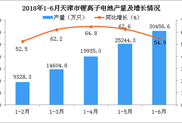 2018年天津市锂离子电池产量分析：同比增长54.9%