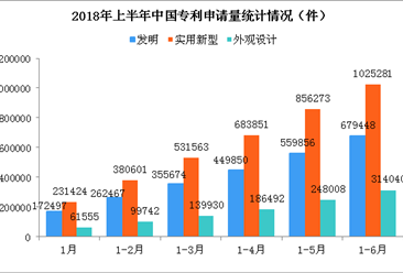 2018上半年中國專利數據統計分析：全國專利申請量超200萬件（圖）