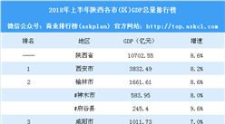 2018年上半年陕西各市(区)GDP排行榜：西安第一 咸阳突破千亿（图）
