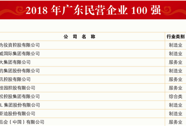 2018年广东民营企业100强排行榜