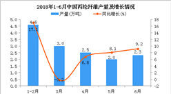 2018年1-6月中国丙纶纤维累计产量为12.9万吨 同比增长22.9%