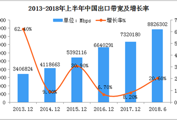 2018上半年中国互联网基础资源分析：国际出口带宽半年增长20.6%