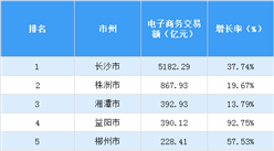 2017年湖南省各市电子商务交易额排行榜