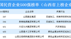 2018年中国民营企业500强排行榜（山西省上榜企业名单）