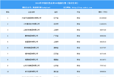 2018年中国民营企业500强排行榜（综合行业）