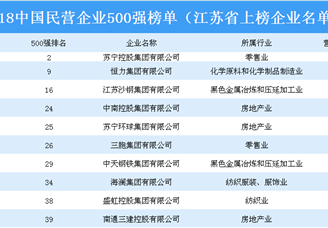 2018年中国民营企业500强排行榜（江苏上榜企业名单）
