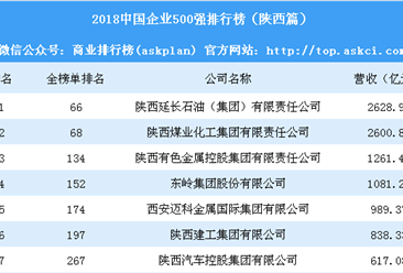 2018中國企業500強排行榜（陜西篇）