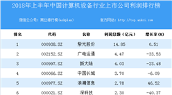 2018上半年中國計算機設備行業上市公司利潤排行榜