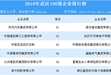 2018年武汉企业100强排行榜