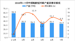 2018年7月中国粘胶短纤维产量为32.9万吨 同比增长9.5%