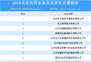 2018年北京民营企业社会责任百强排行榜