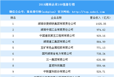 2018湖南企业100强排行榜：新添了23个新面孔（附全榜单）