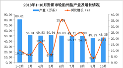 2018年1-10月贵阳市轮胎外胎产量同比增长17.48%