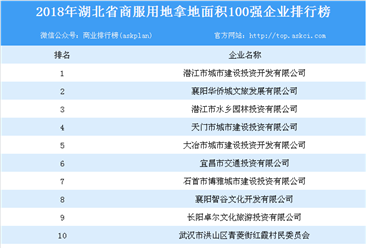 商业地产招商情报：2018年湖北省商服用地拿地面积百强企业排行榜