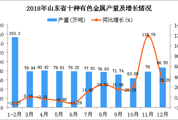 2018年山东省十种有色金属产量为924.51万吨 同比增长7.66%
