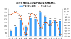 2018年湖北省工业锅炉蒸发量同比下降40.16%