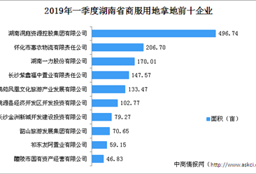 商业地产招商情报：2019年一季度湖南省商服用地拿地企业20强排行榜