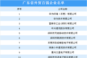 广东首次发布外贸百强企业：华为、中兴等企业上榜（附全榜单）