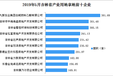 产业地产投资情报:2019年5月吉林省产业用地拿地企业100强排行榜