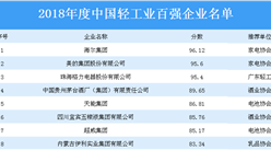 2018年度中国轻工业百强企业揭晓：海尔集团等200家企业上榜（附全名单）