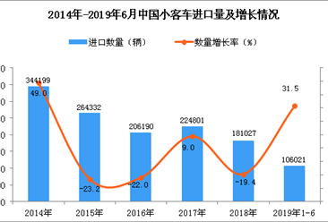 2019年1-6月中国小客车进口量同比增长31.5%