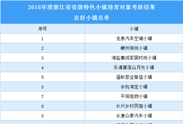 浙江省2018年省級特色小鎮培育對象良好小鎮名單（附表）