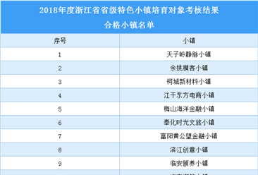 浙江省2018年省级特色小镇培育对象合格小镇名单（附表）