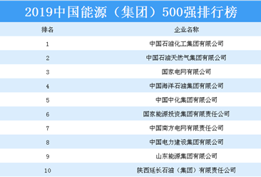 2019中國能源（集團）500強排行榜