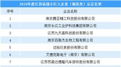 2019年度江苏省小巨人企业（制造类）名单出炉：共100家（附全名单）
