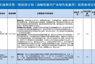 2020年深圳市第一批扶持计划（战略性新兴产业绿色低碳类）拟资助项目名单