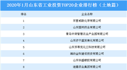 产业地产投资情报：2020年1月山东省工业投资TOP20企业排名（土地篇）