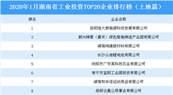 產業地產投資情報：2020年1月湖南省工業投資TOP20企業排名（土地篇）